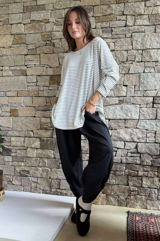 Agnes Stripe Trapeze Top White